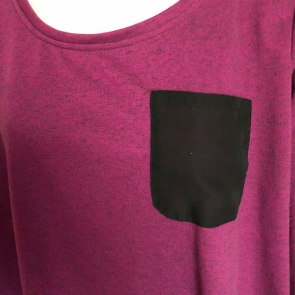 K Jordan 2X Burgundy & Black Heathered Top w/ Sheer Long Back - Picture 2 of 7